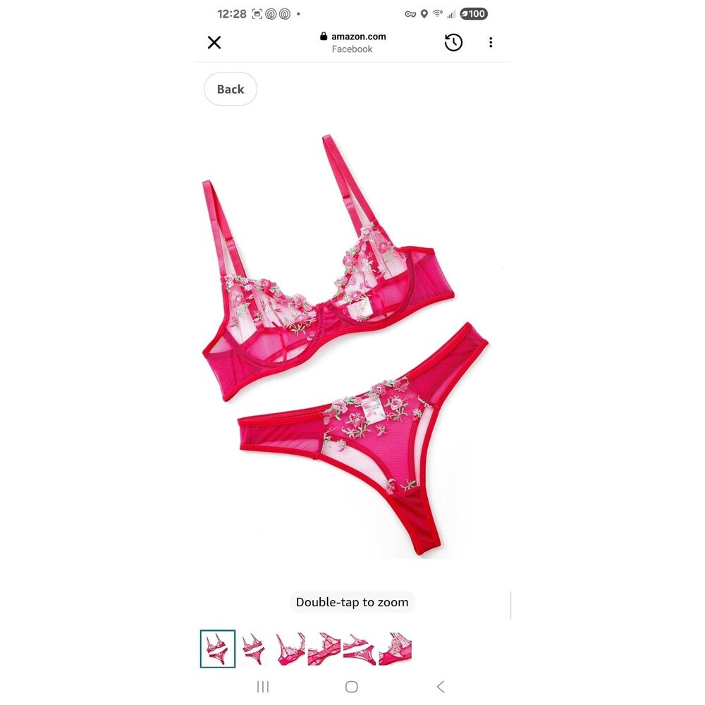 MEDIUM Floral Lace Sexy Panty Bra Set Underwear Lingerie Intimate SWIM BIN
